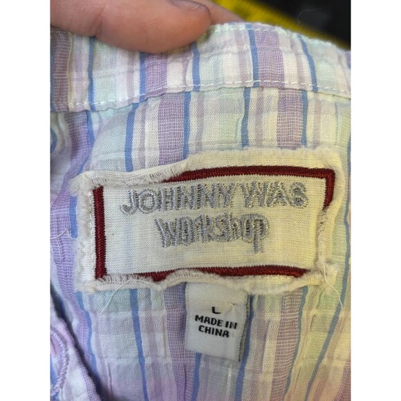 Johnny Was Purple Embroidered Striped Top Blouse L - Picture 6 of 6